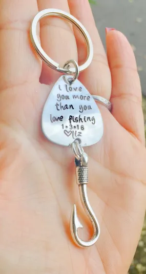 love you more than you love fishing keychain