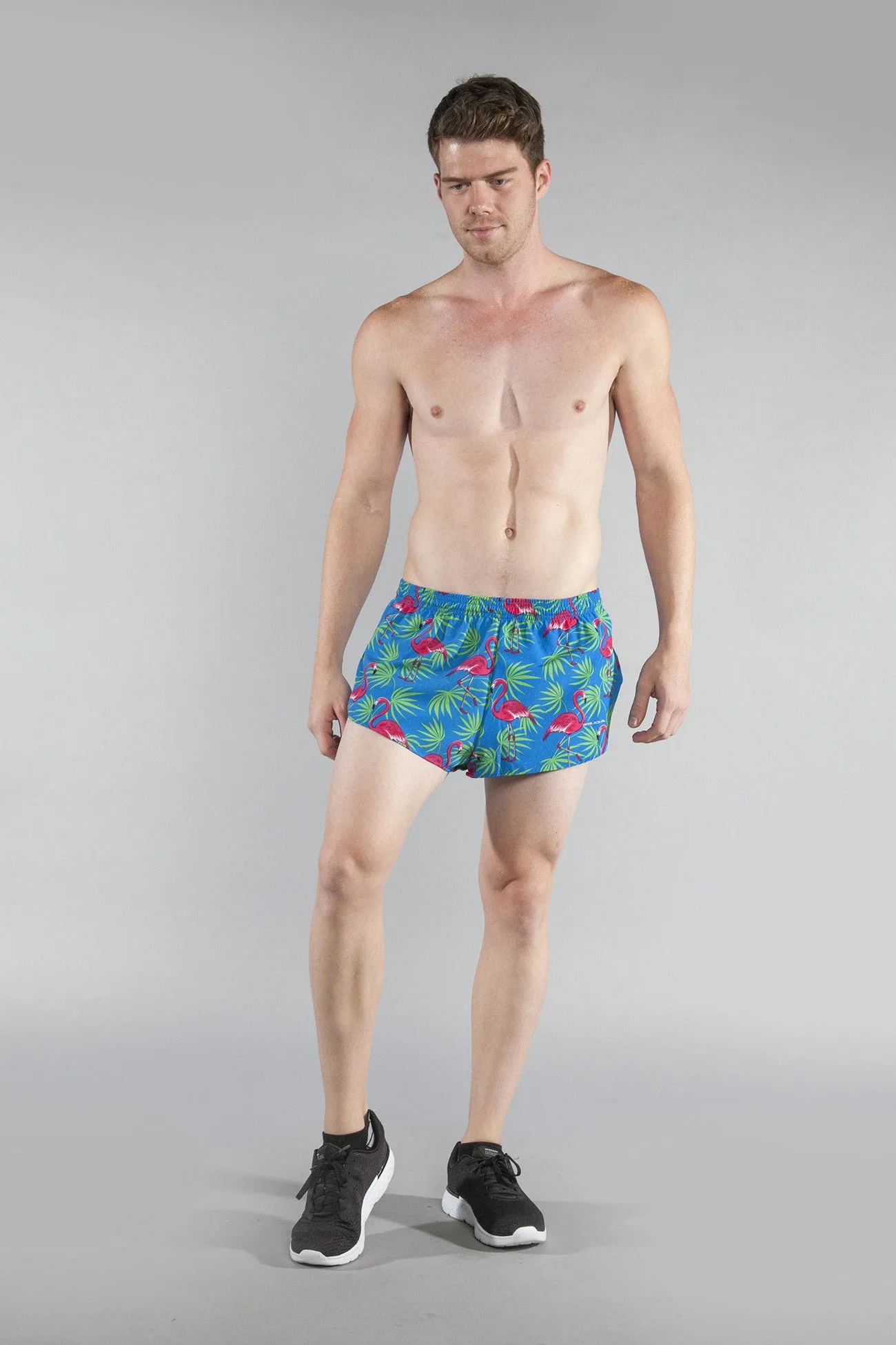 Men's 1" Elite Split Shorts- Flamingo Turquoise