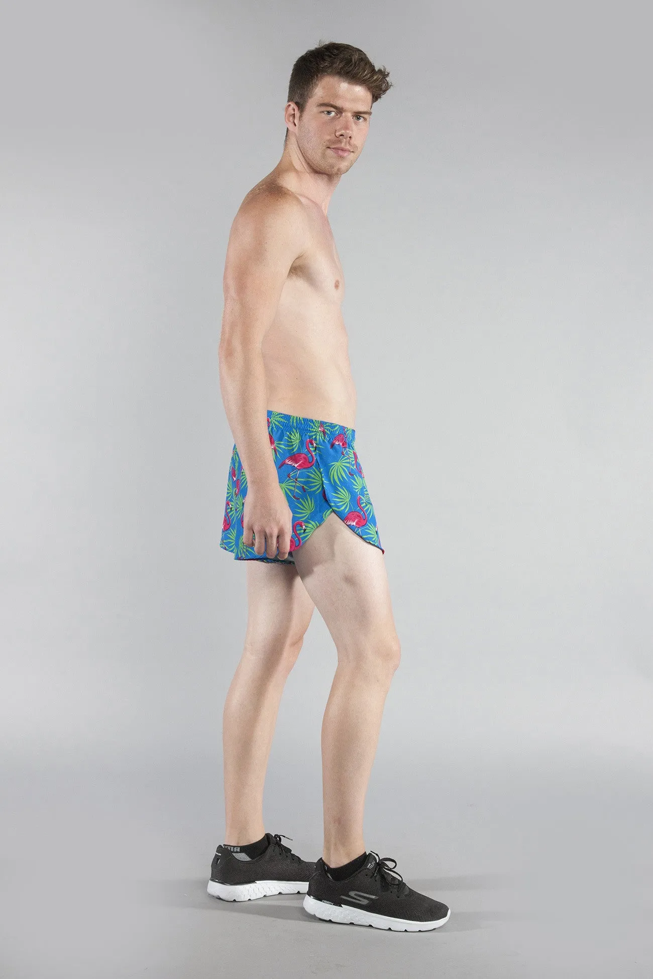 Men's 1" Elite Split Shorts- Flamingo Turquoise