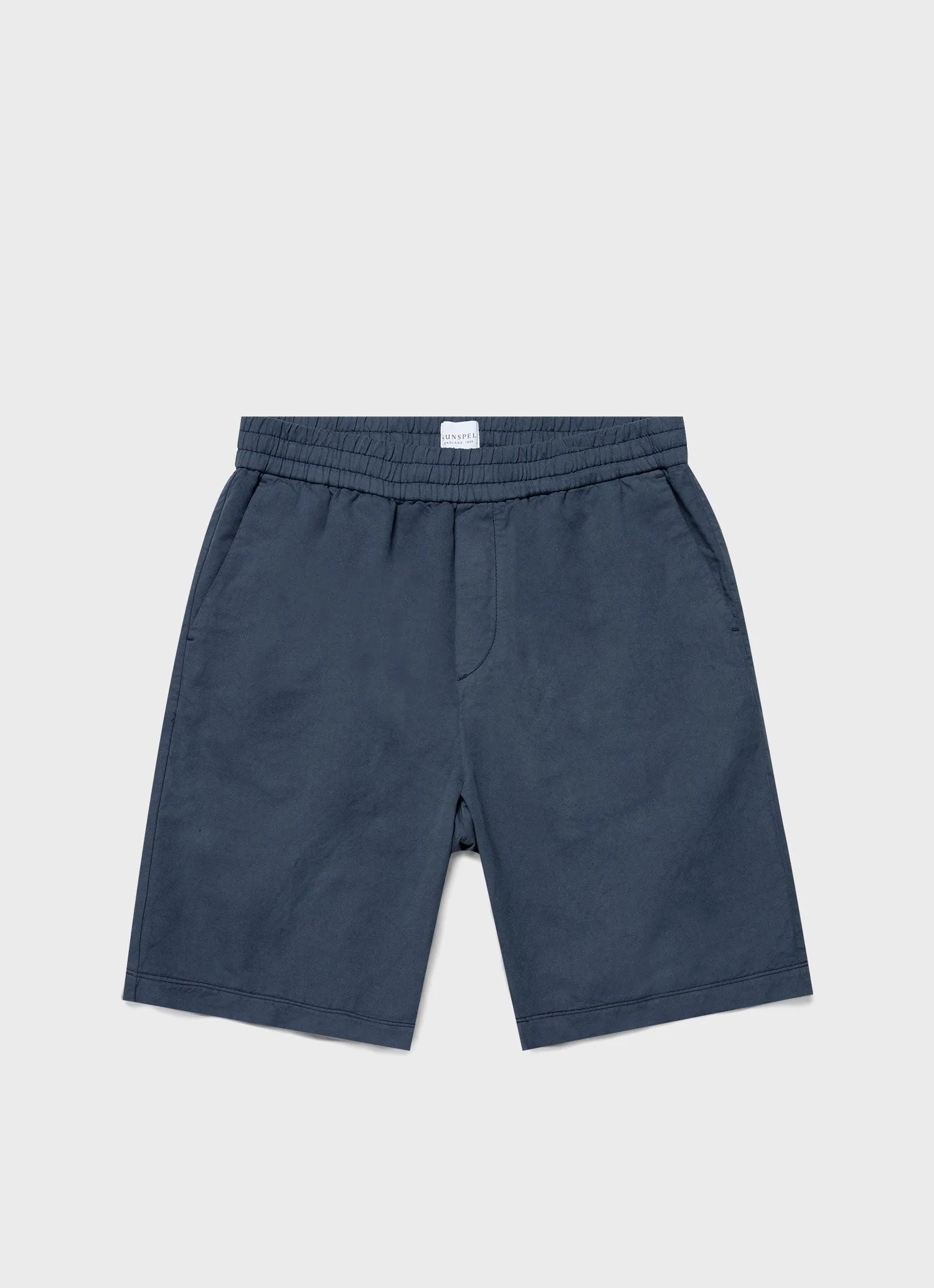 Men's Cotton Linen Drawstring Shorts in Shale Blue