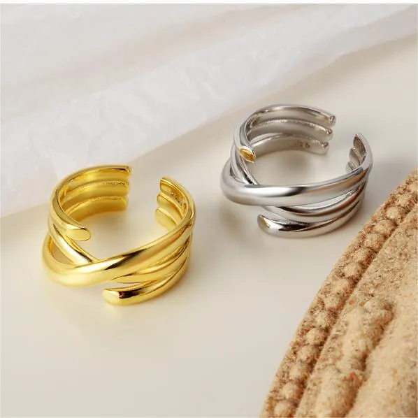 Multi-Layer Wrap Around Crossed Band Ring