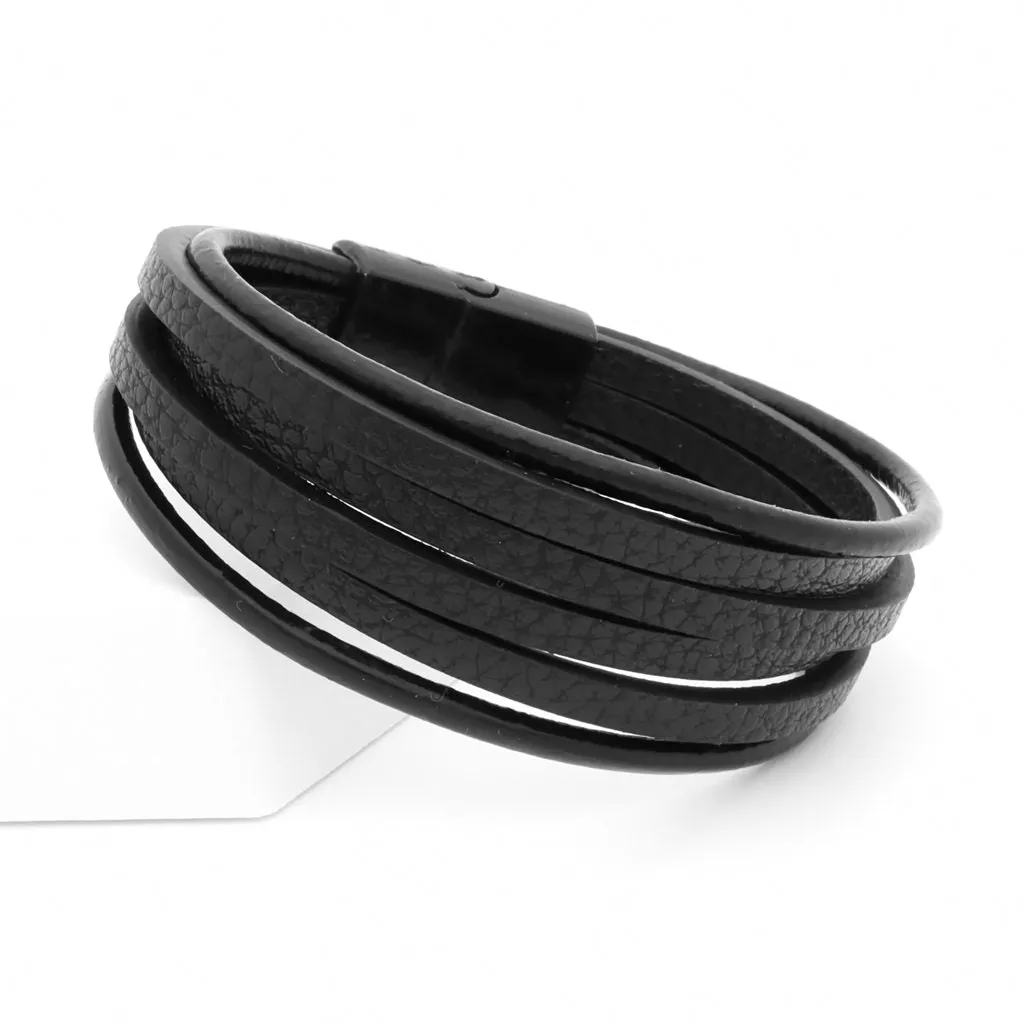 Multilayer Black Leather Bracelet