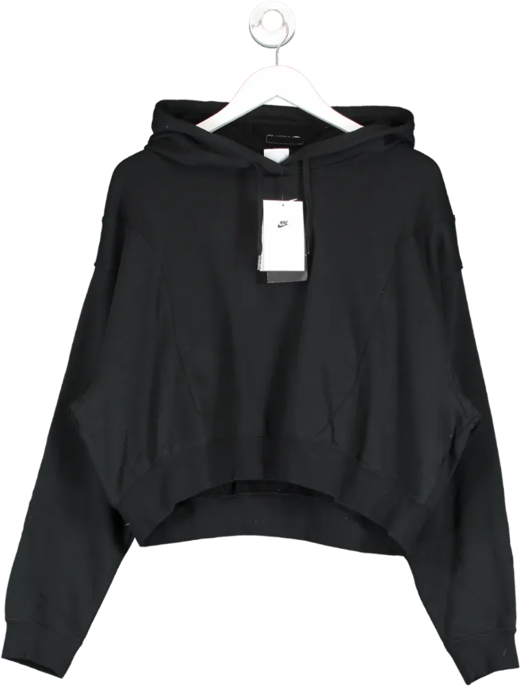 Nike Black Swoosh Oversized Cropped Hoodie UK L