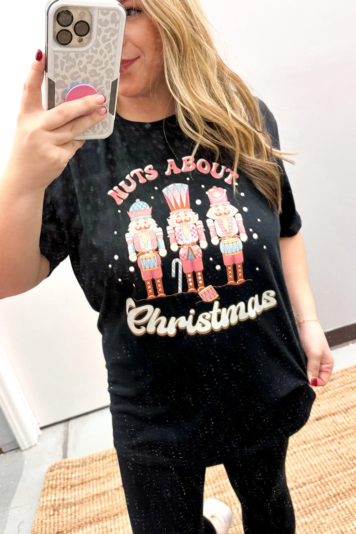 Nuts About Christmas Nutcracker Graphic Tee, Black