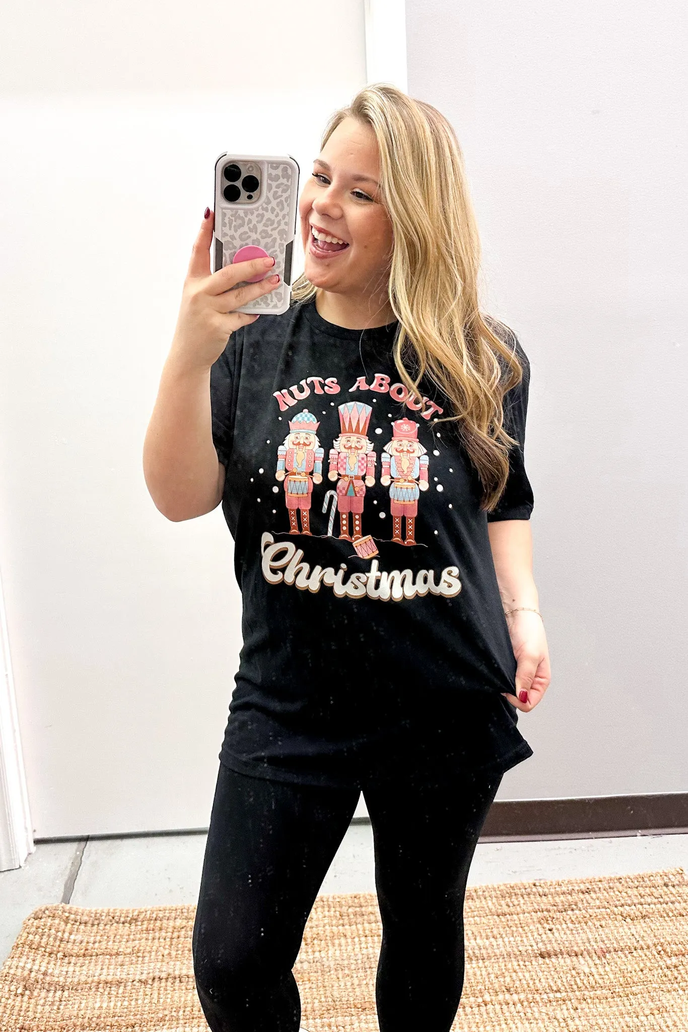 Nuts About Christmas Nutcracker Graphic Tee, Black