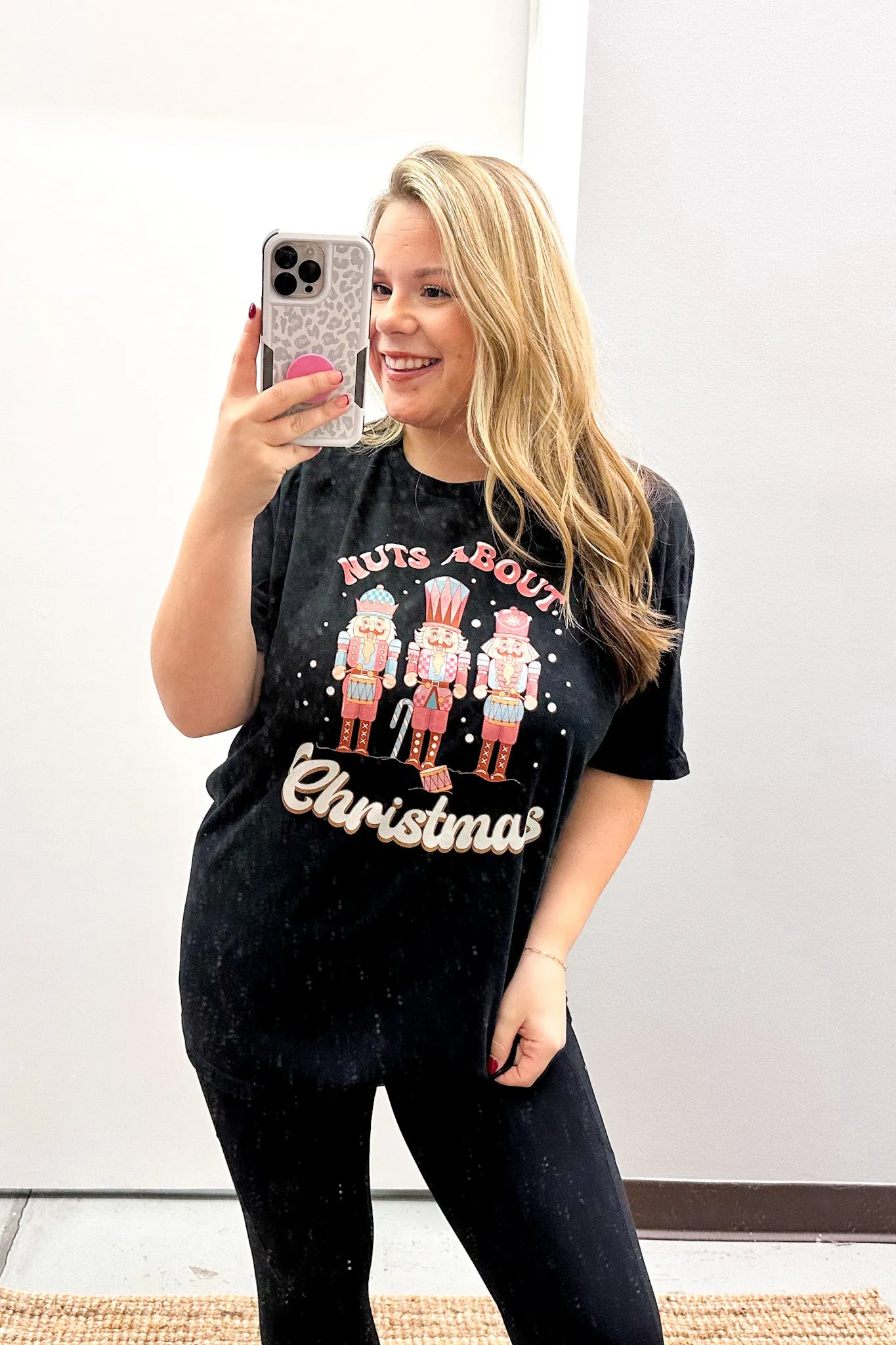 Nuts About Christmas Nutcracker Graphic Tee, Black