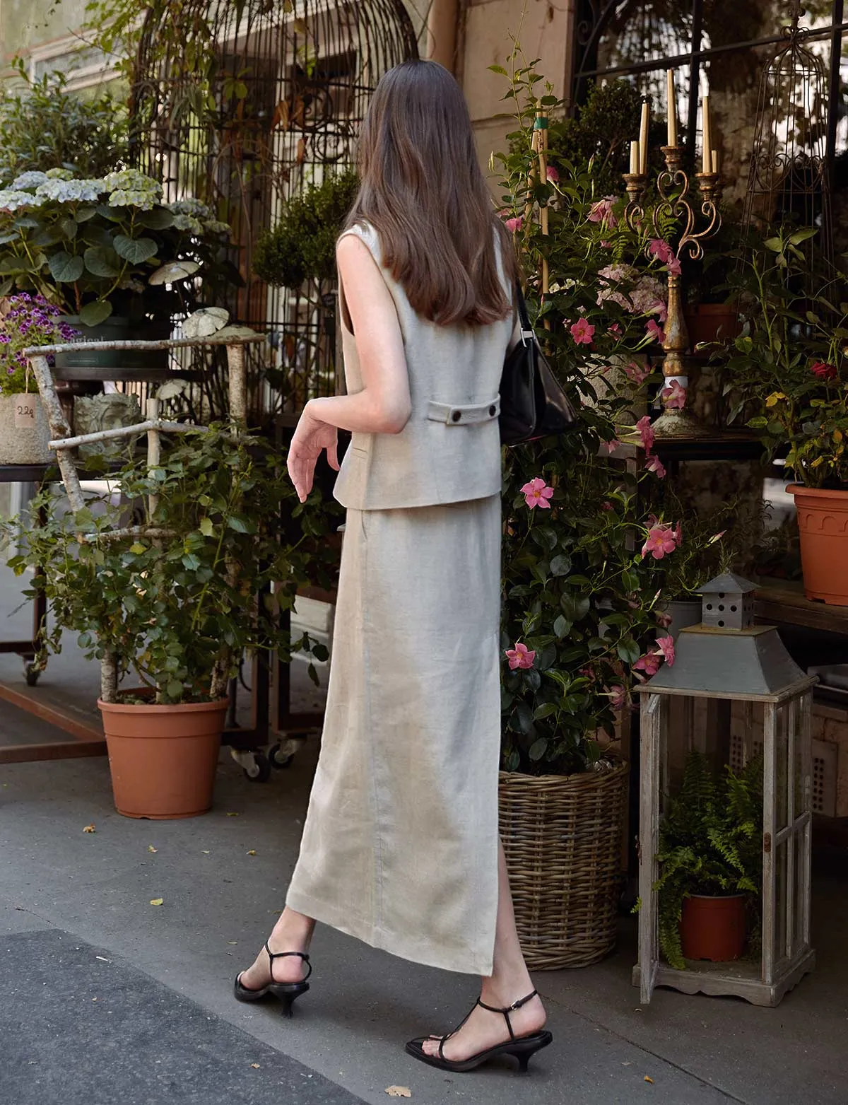 Oat Linen Maxi Skirt