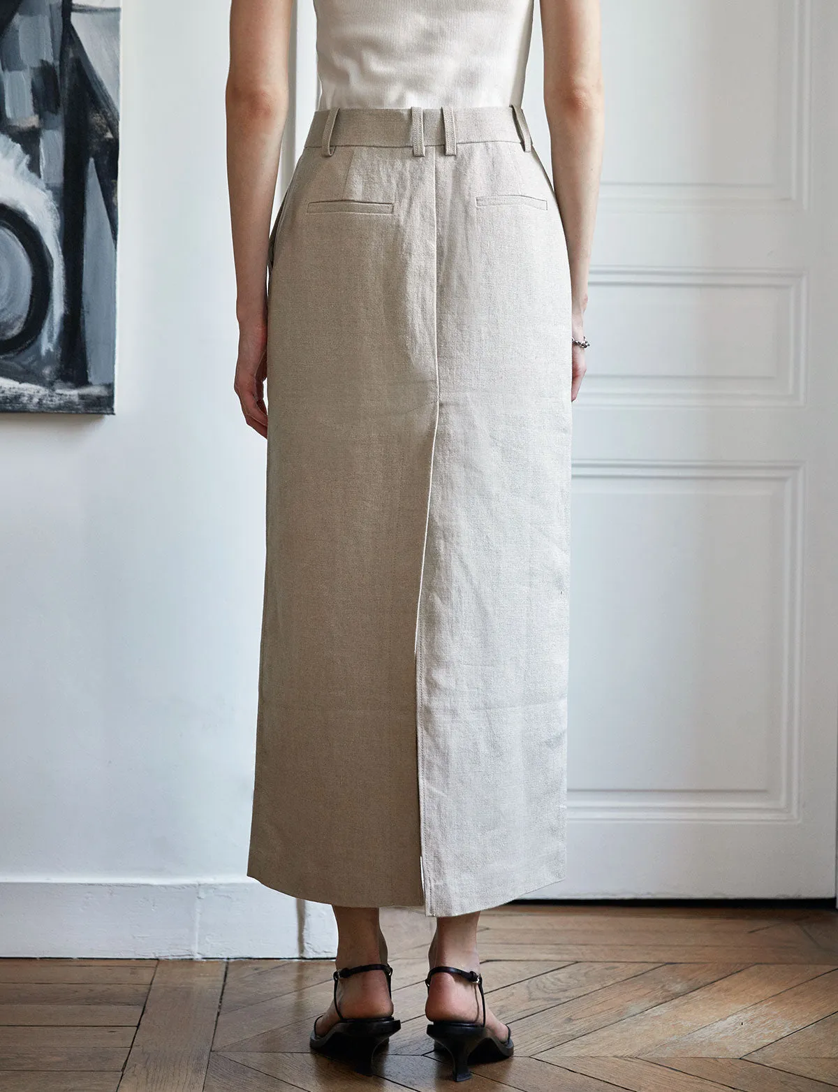 Oat Linen Maxi Skirt