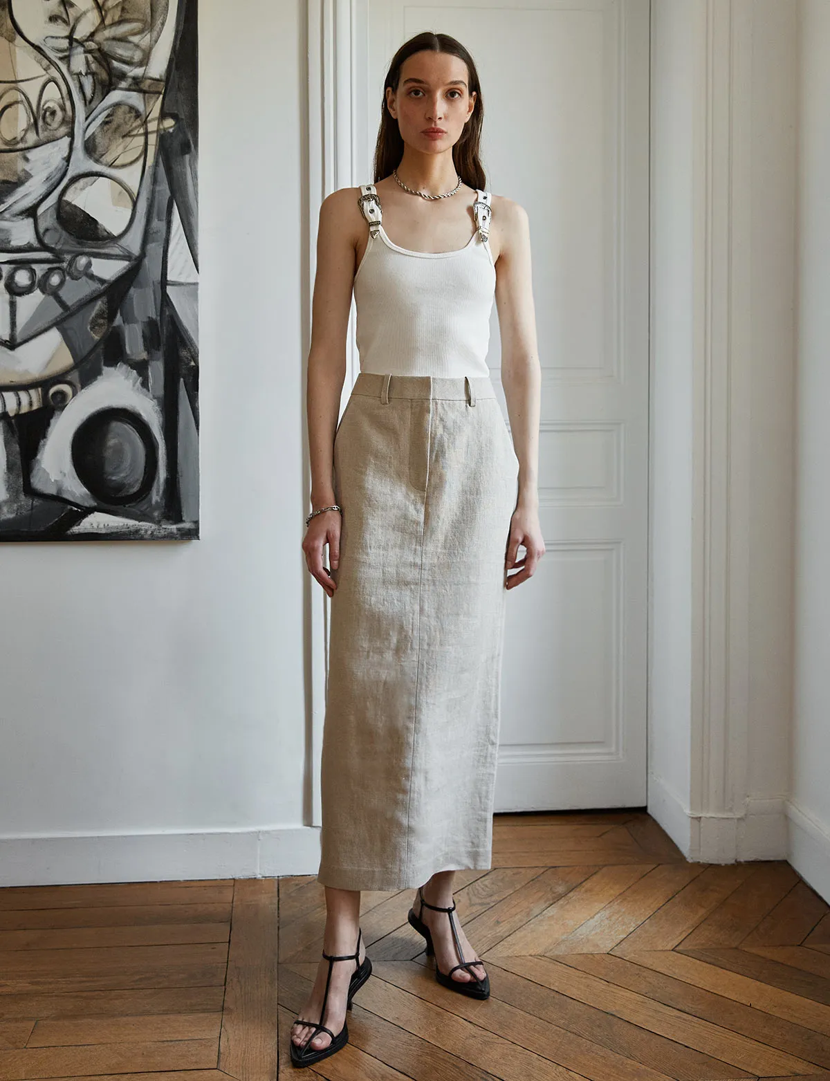 Oat Linen Maxi Skirt