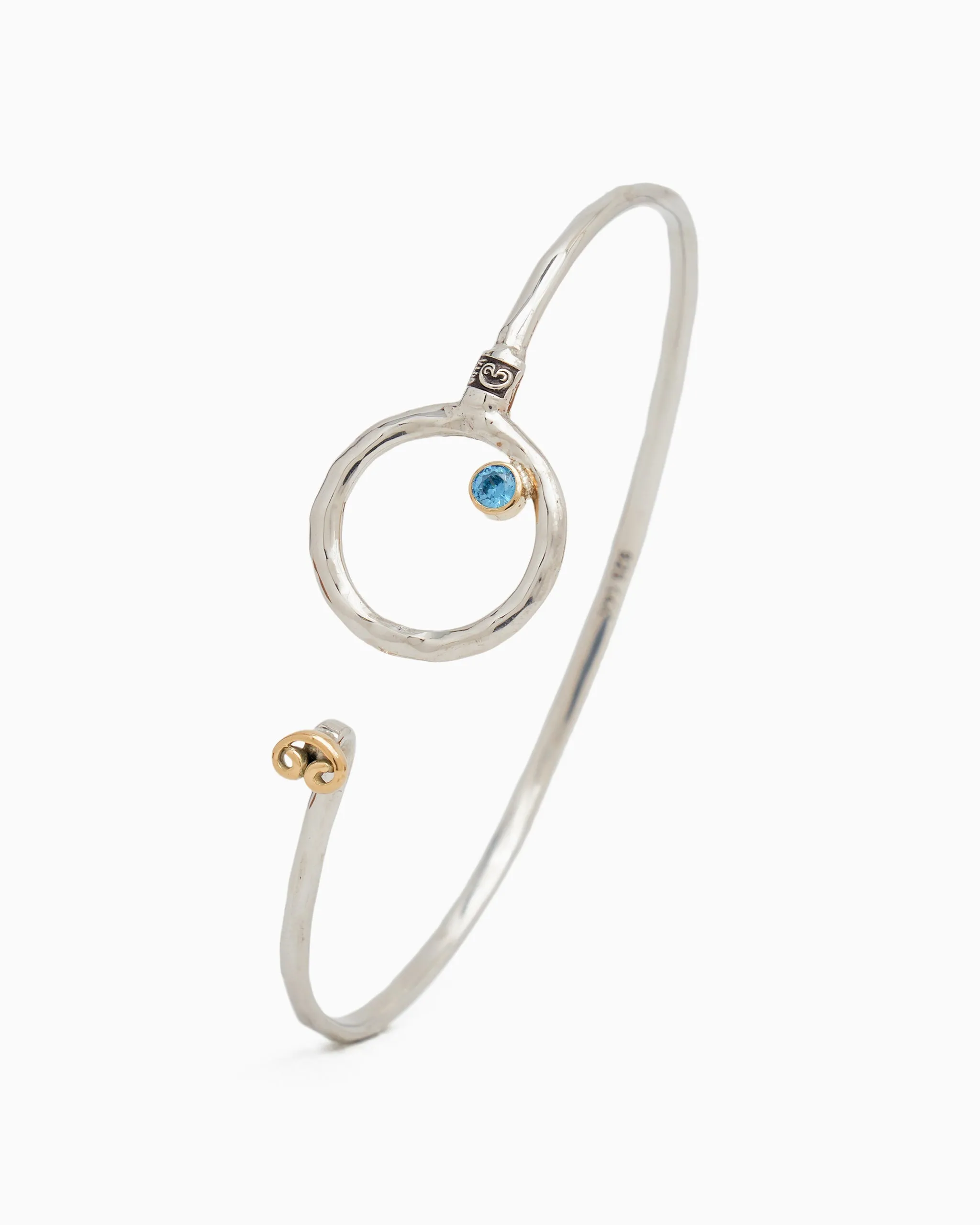 One Love Hook Bracelet with Stone - Blue Zircon