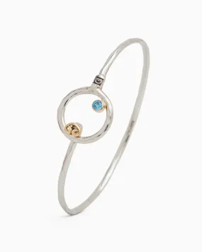 One Love Hook Bracelet with Stone - Blue Zircon