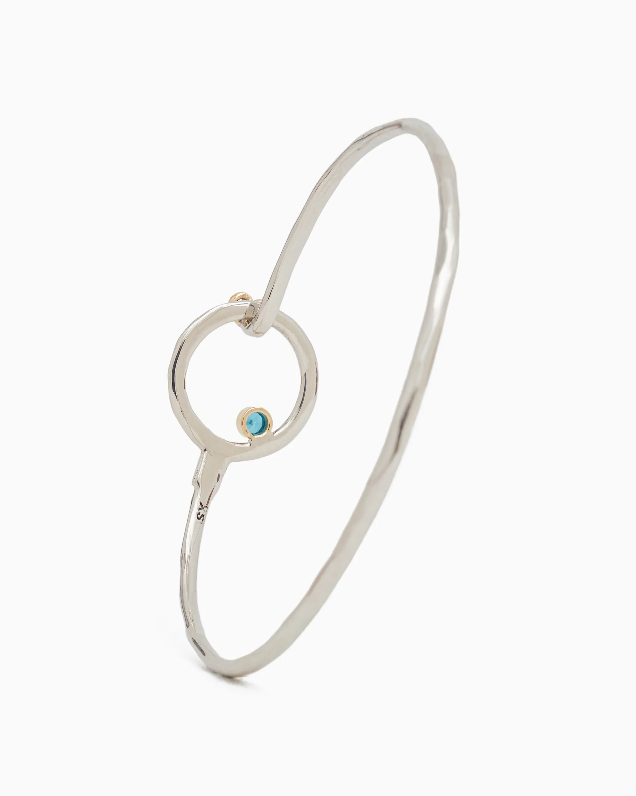 One Love Hook Bracelet with Stone - Blue Zircon