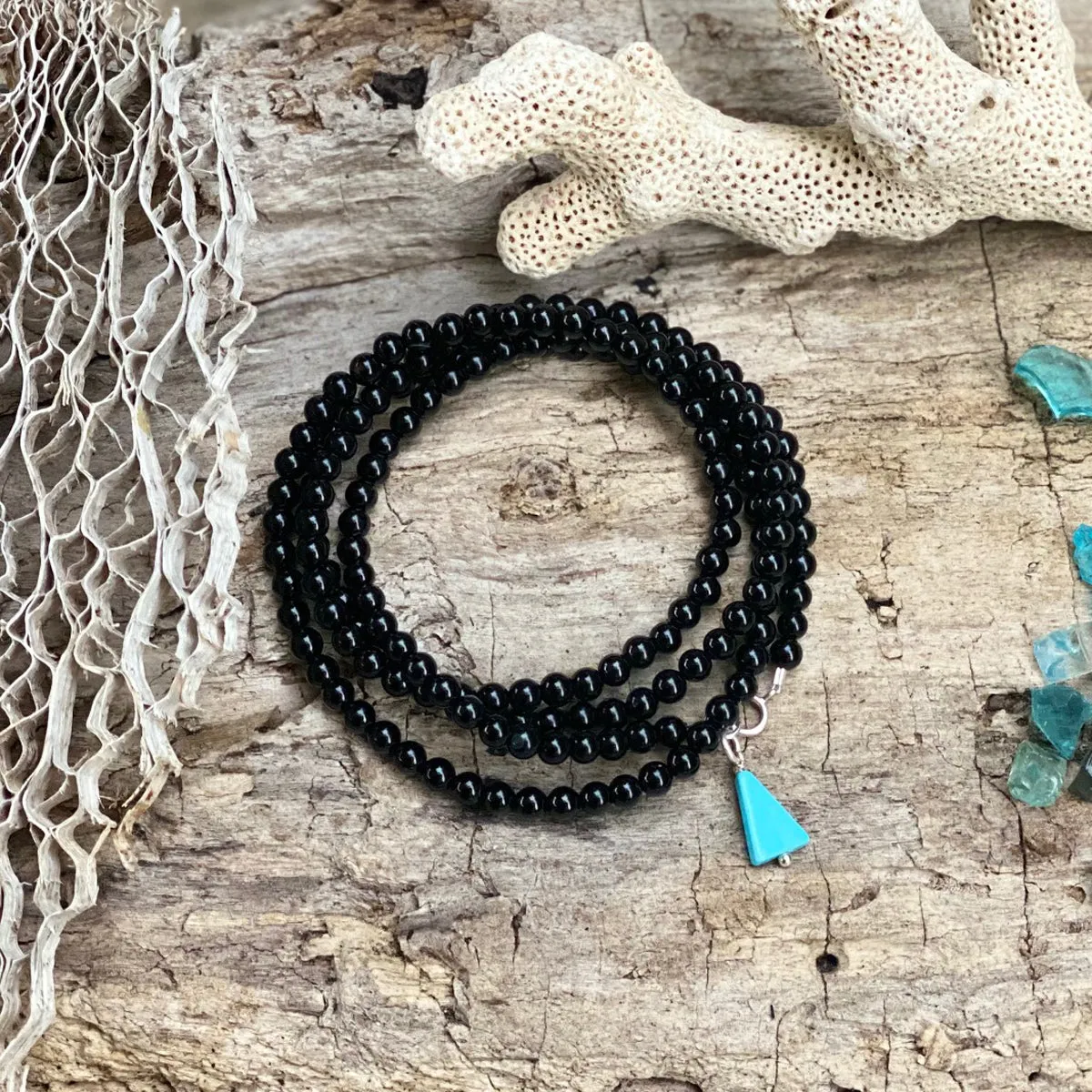 Onyx Wrap Bracelet for Self-Control - Silver