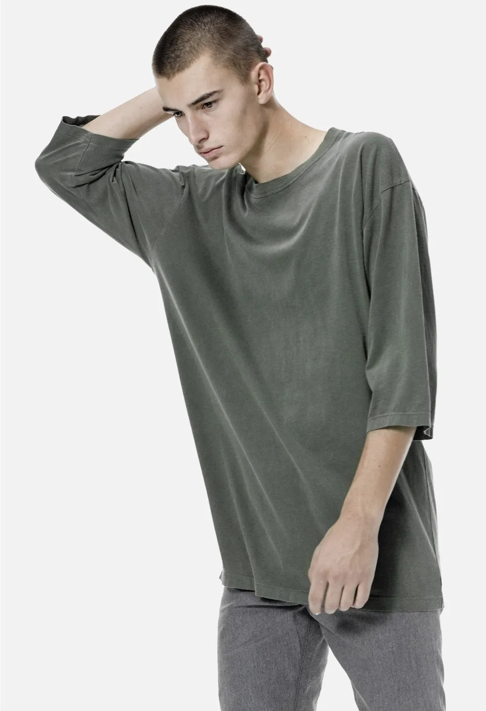 Oversized 3/4 Sleeve Tee / Olive