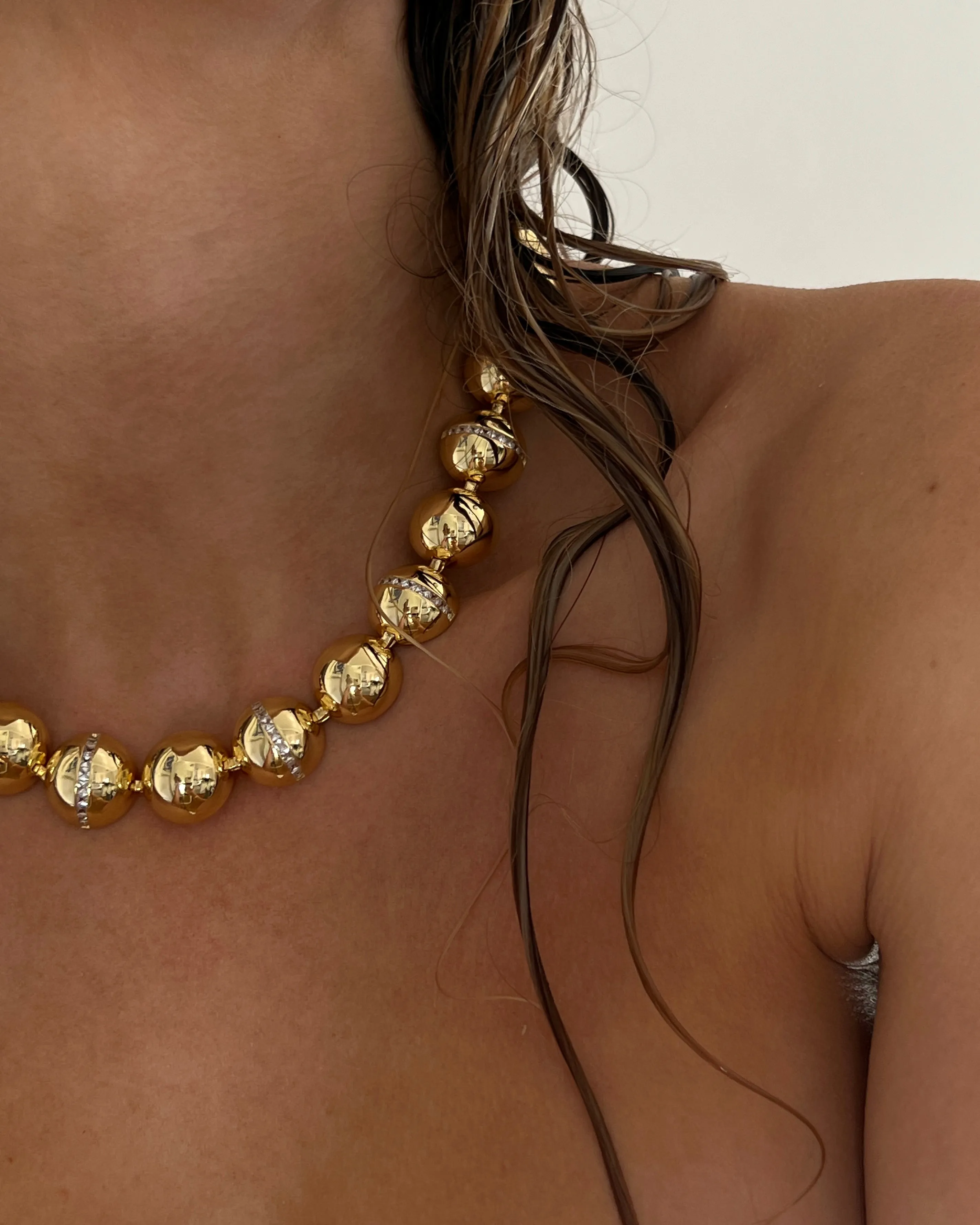 Oversized Ball Chain Necklace- Gold