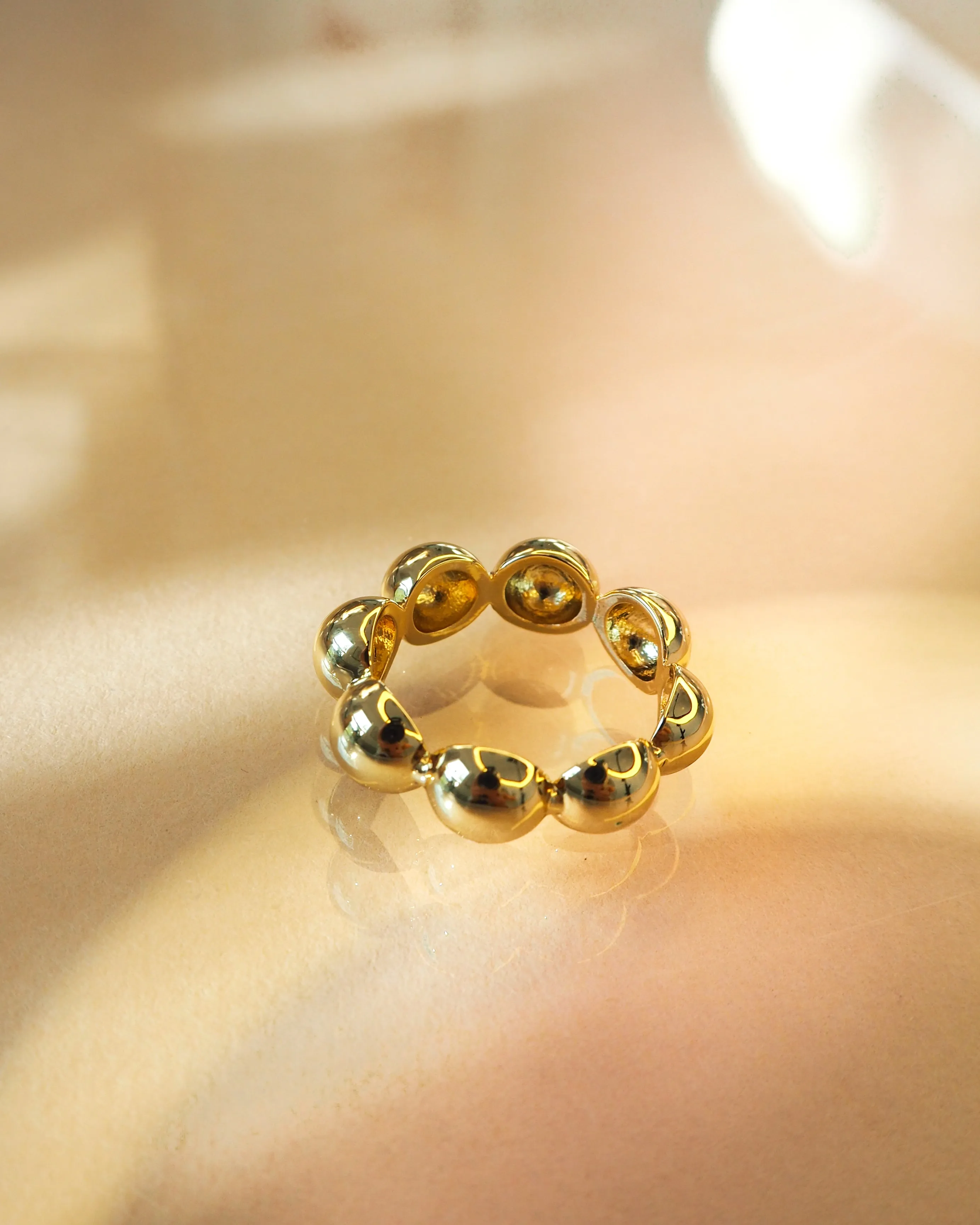 Oversized Ball Chain Ring- Gold