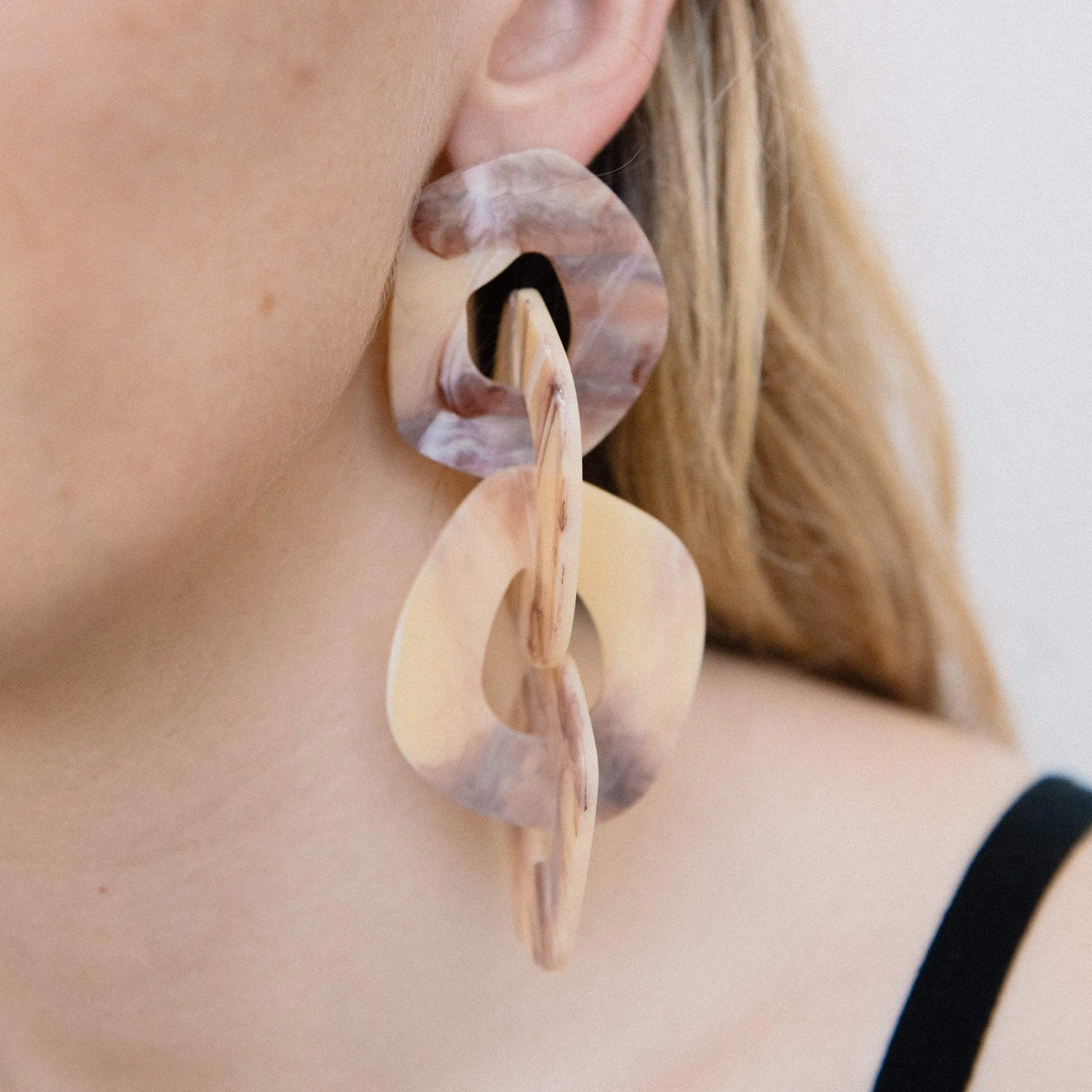 Oversized Caramel Latte Dangle Earrings