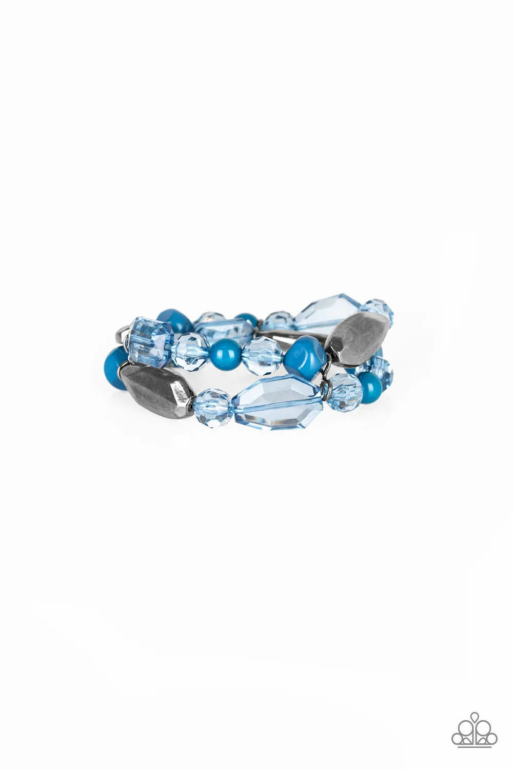 Paparazzi Bracelet ~ Rockin Rock Candy - Blue Stretchy Band Bracelet