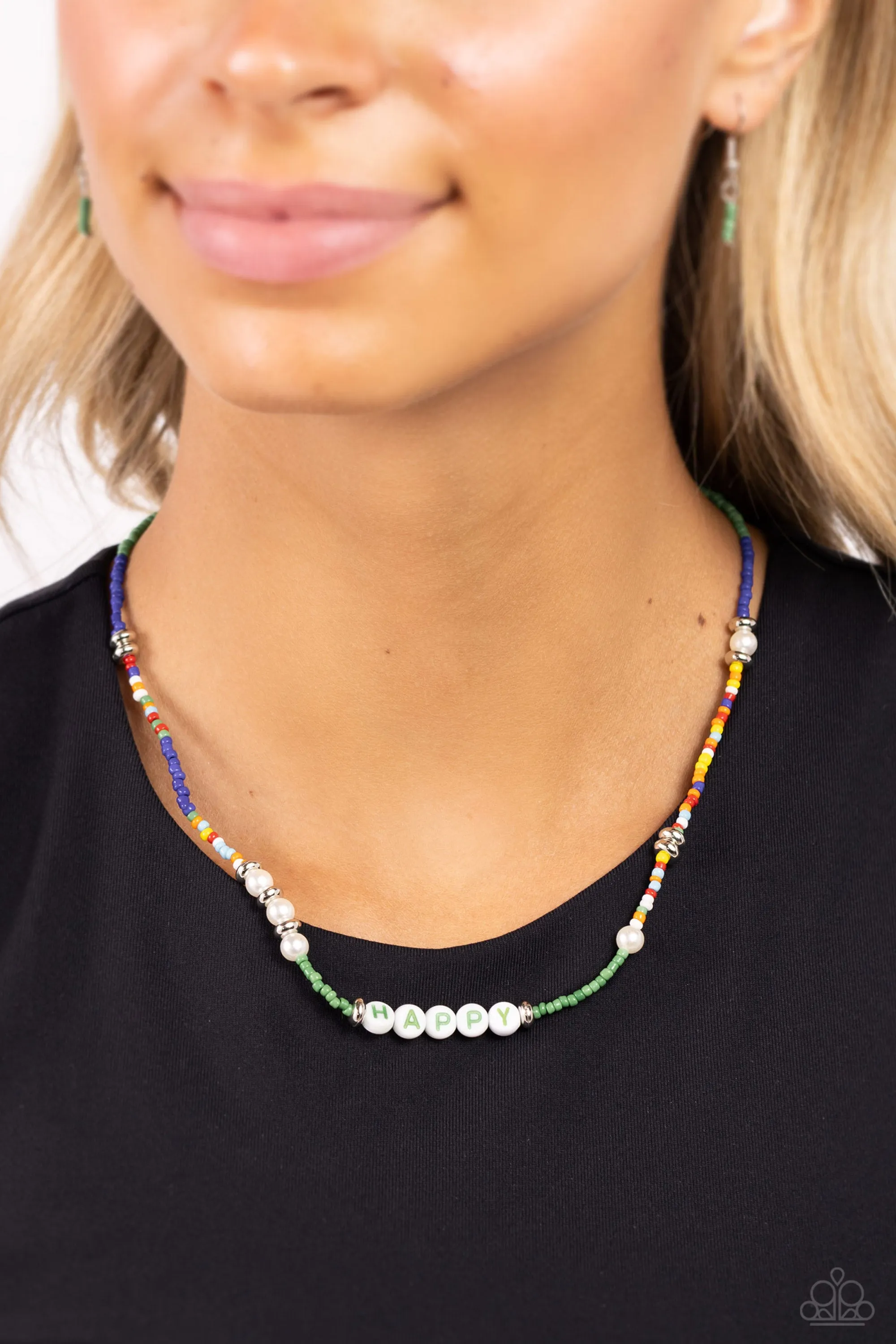 Paparazzi Happy to See You Green Necklace & Earring Set