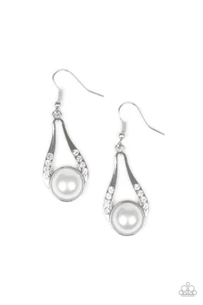 Paparazzi HEADLINER Over Heels - White Earrings