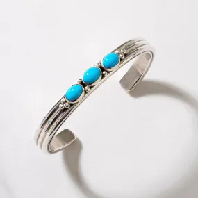 Paul Livingston Sleeping Beauty Turquoise Navajo USA Native American Made 925 Sterling Silver Cuff