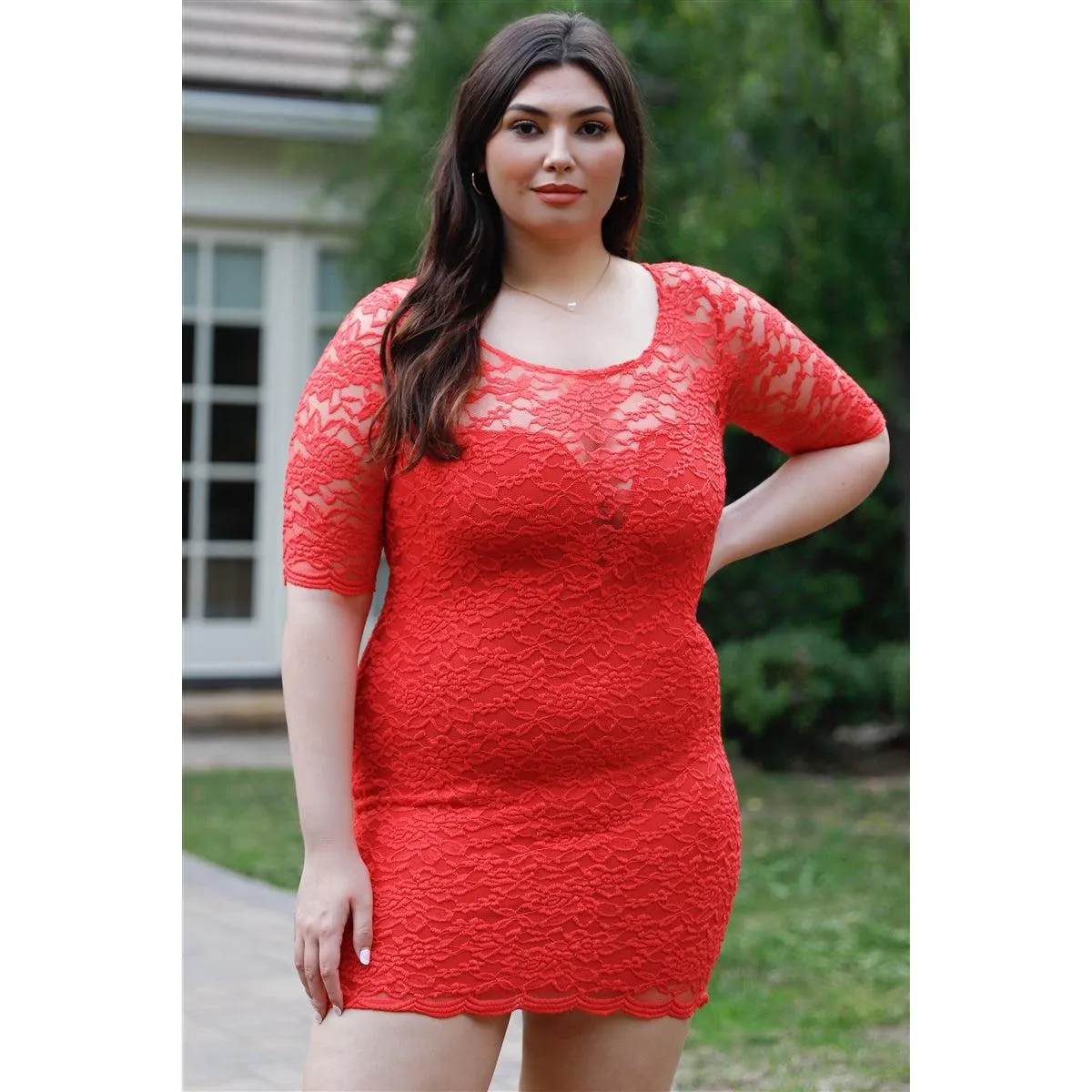 Plus Lace Mini Dress