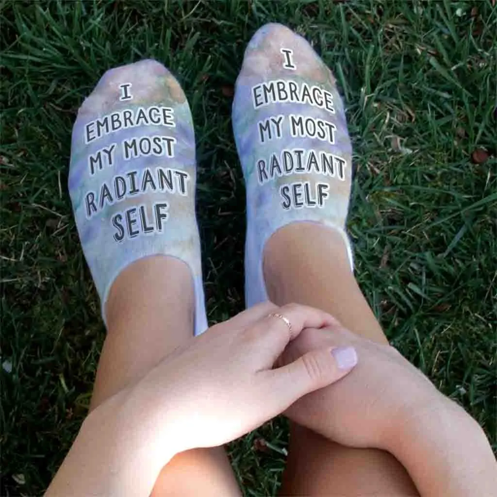 Positive Inspirational Quote Printed on No Show Socks