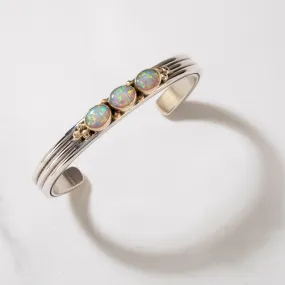 Richard Begay Opal & 14K Gold Navajo USA Native American Made 925 Sterling Silver Cuff