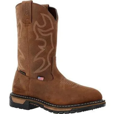 Rocky Men's Original Ride 11" Steel Toe WP Western Work Boot -Brown- RKW0419