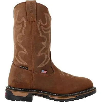 Rocky Men's Original Ride 11" Steel Toe WP Western Work Boot -Brown- RKW0419