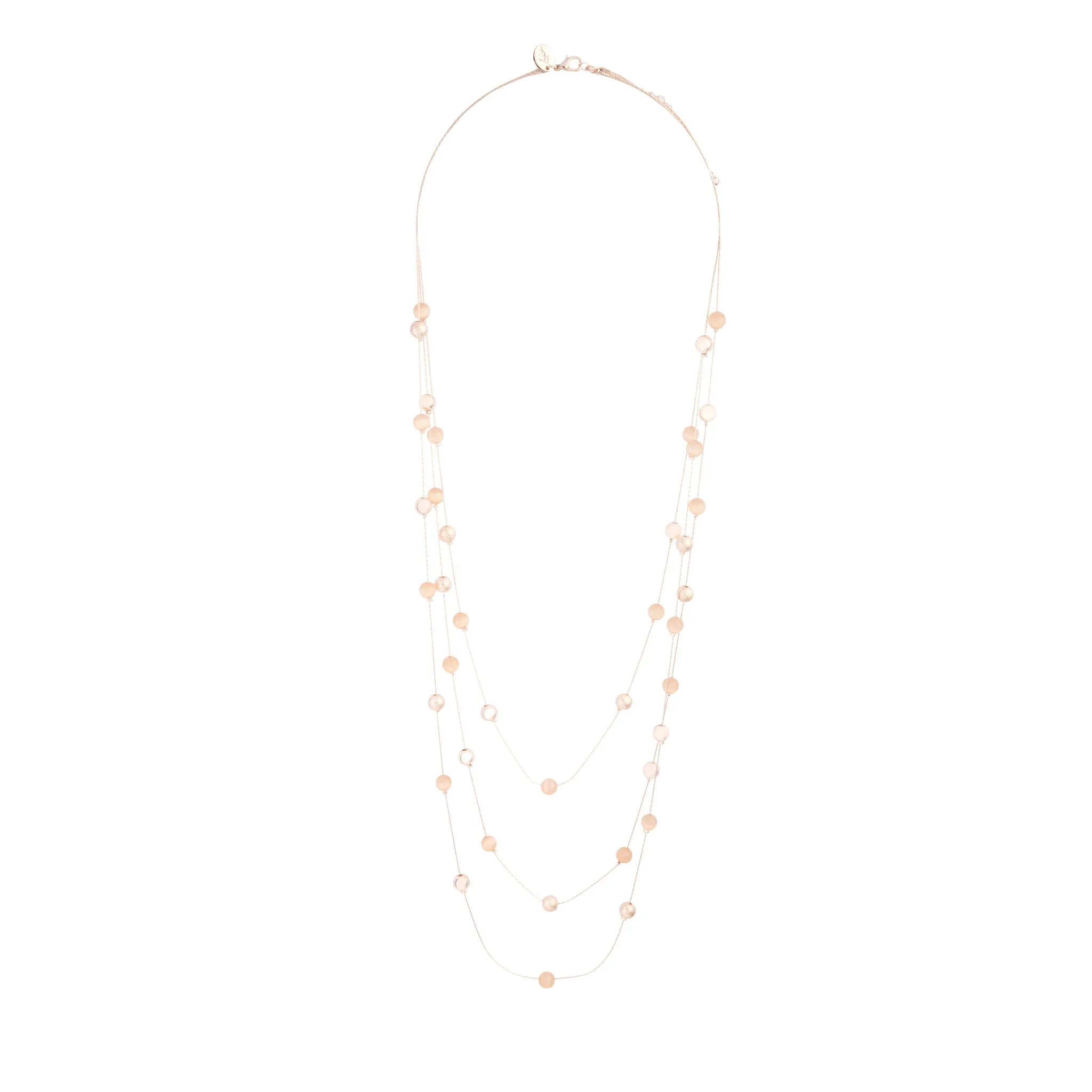 Rose Gold Layered Bead Station Necklace