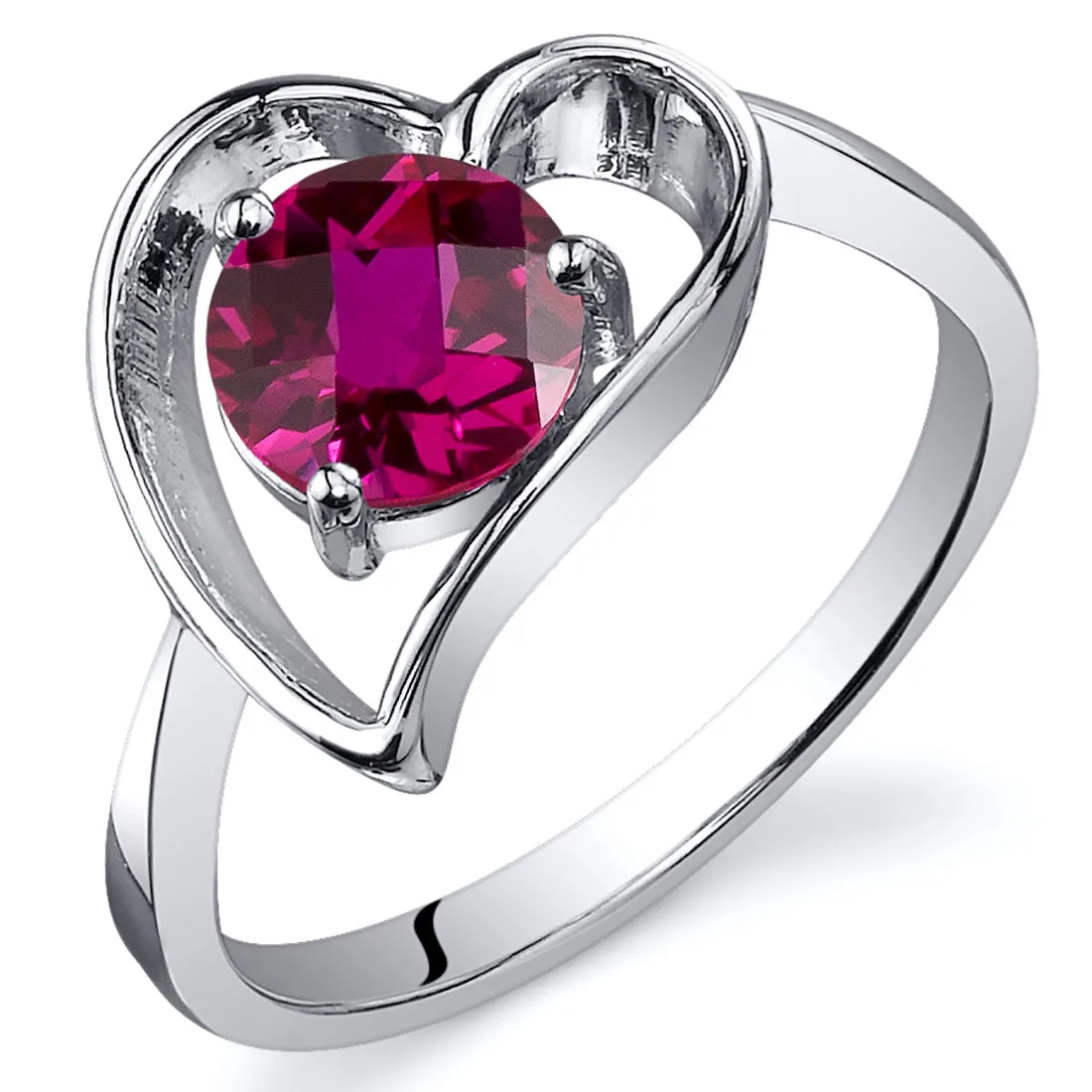 Ruby Heart Ring Sterling Silver 1 Carats Size 6