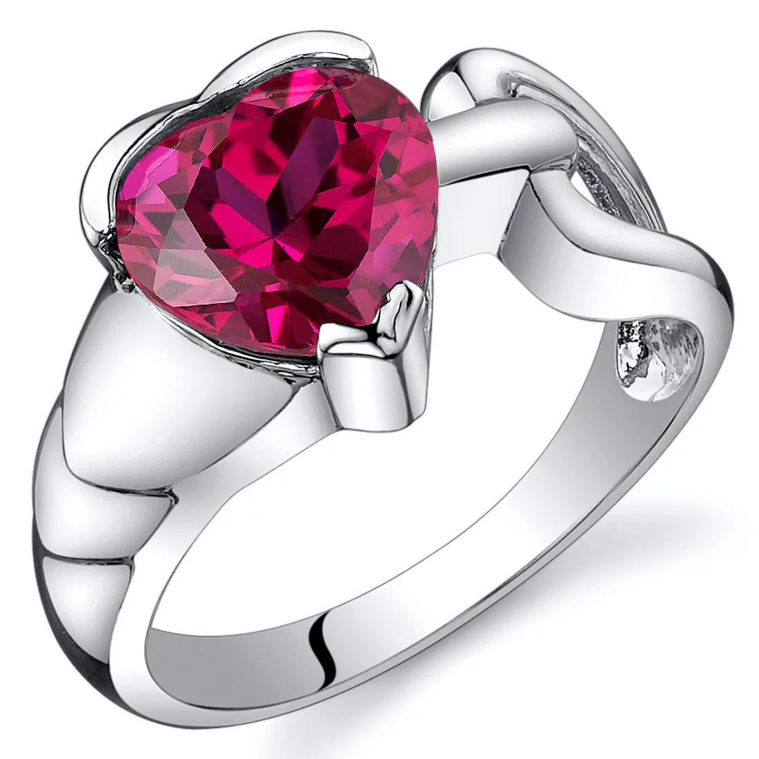 Ruby Heart Shape Sterling Silver Ring Size 5