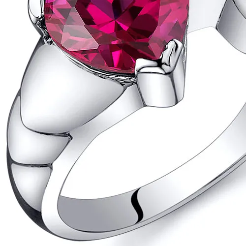 Ruby Heart Shape Sterling Silver Ring Size 5