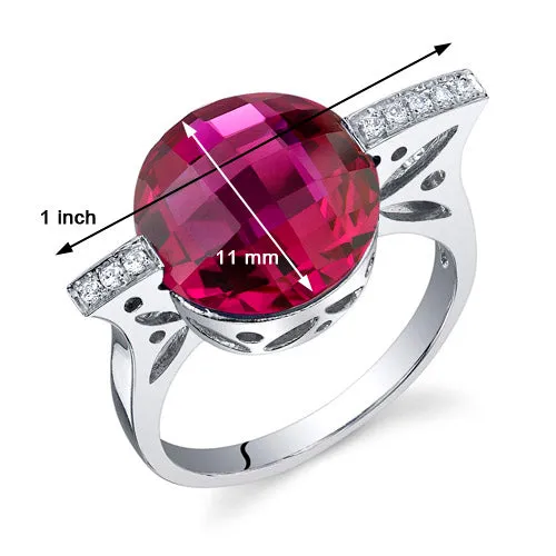 Ruby Round Cut Sterling Silver Ring Size 8