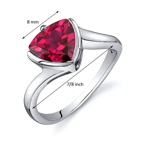 Ruby Trillion Sterling Silver Ring Size 7