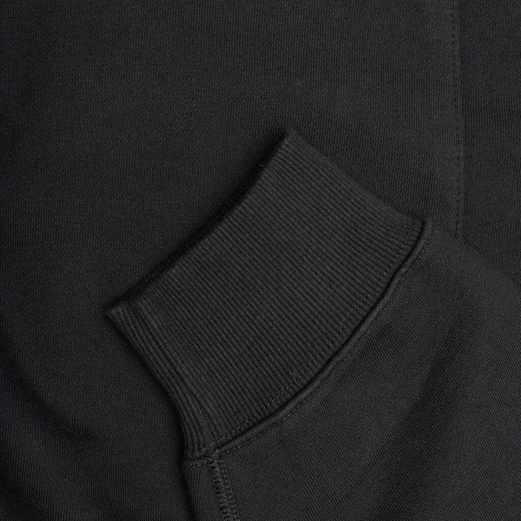 Script Oversized Embroidered Hoodie - Charcoal