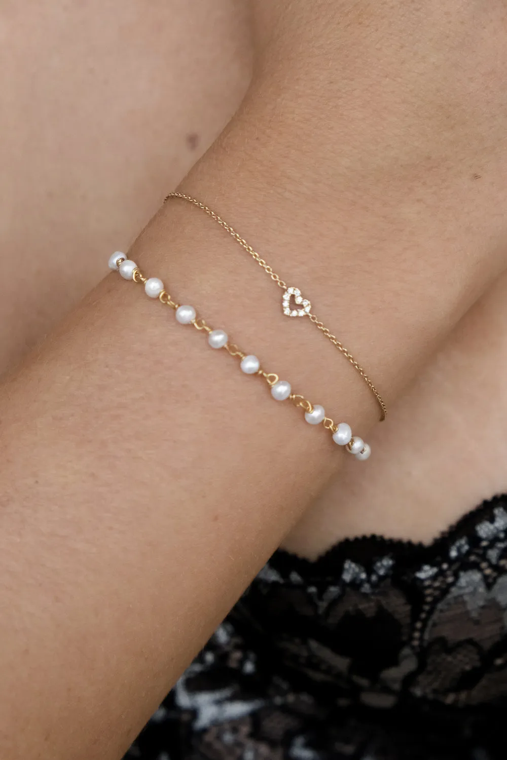 Solid Gold Diamond Heart Bracelet