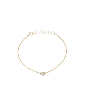 Solid Gold Diamond Heart Bracelet