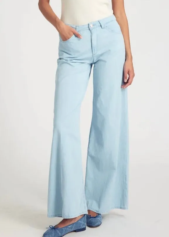 SPRWMN Light Blue Chambray Wide Leg Pants