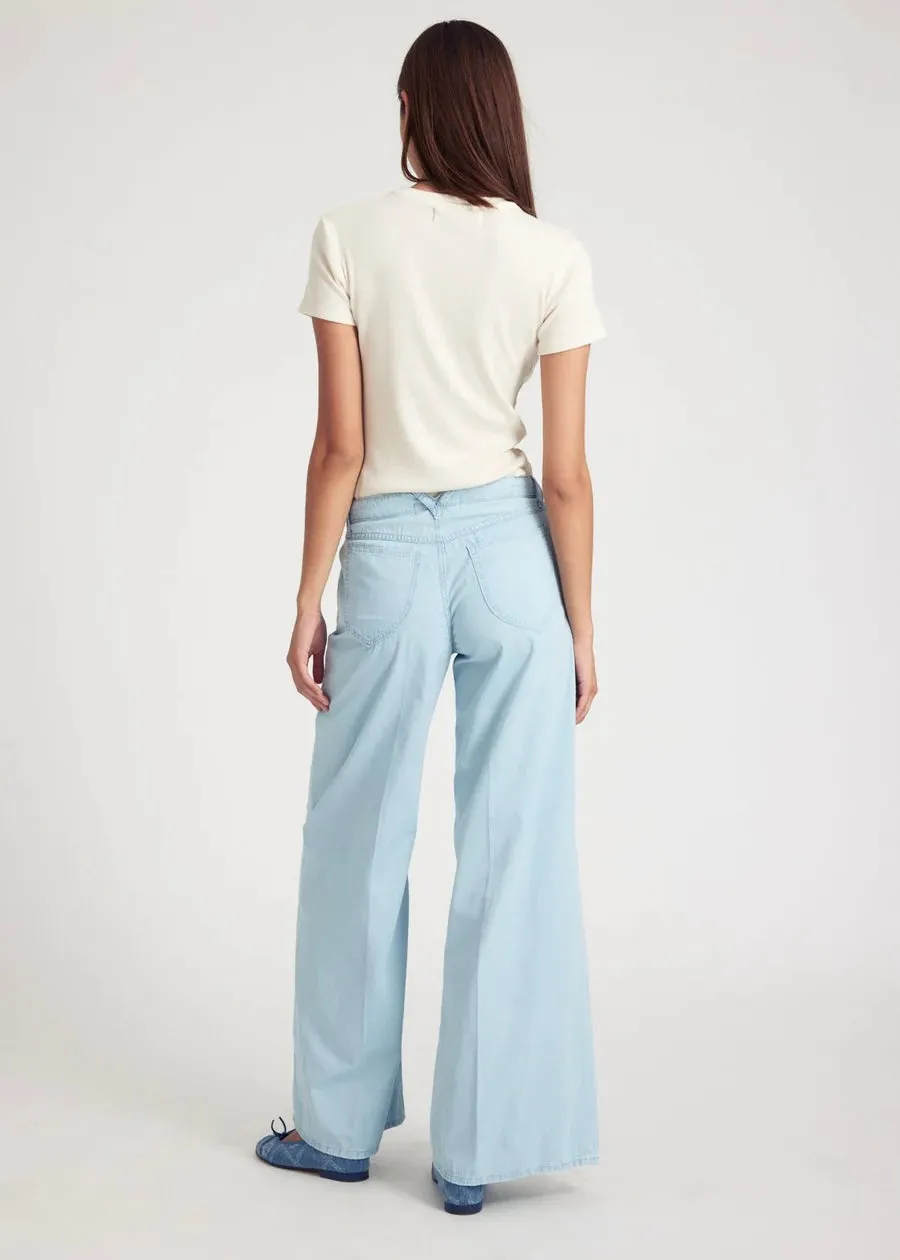 SPRWMN Light Blue Chambray Wide Leg Pants