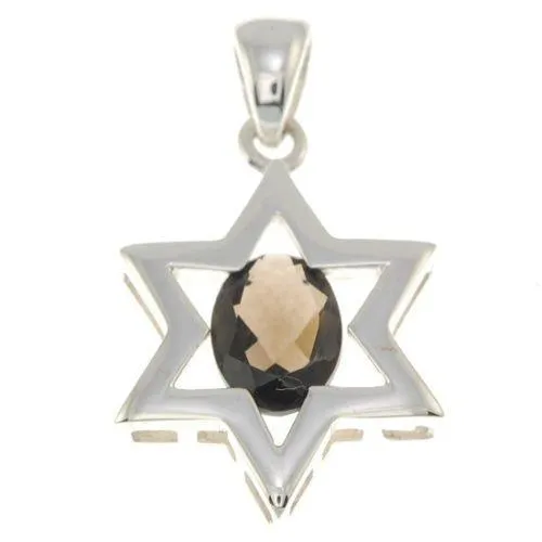 Star Of David Pendant In Brown Gemstone   925 Sterling Silver Necklace #5