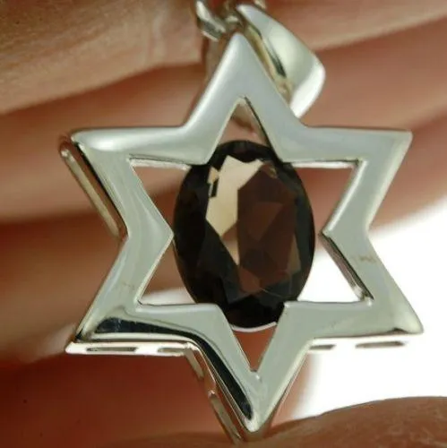 Star Of David Pendant In Brown Gemstone   925 Sterling Silver Necklace #5