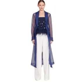 Staud Millie Navy Organza Trench Coat