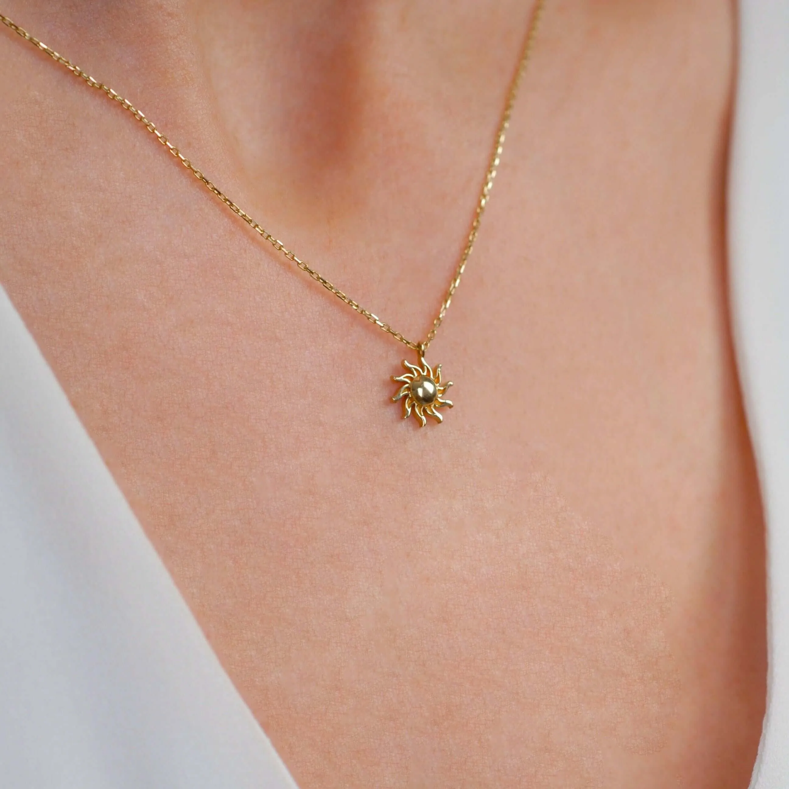 Sunburst Necklace | 14K Solid Gold