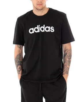 T-shirt Uomo Adidas Logo Lin Tee Stampa Tinta Unita Nera Girocollo Cotone Maniche Corte GIOSAL