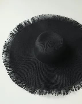 Tamara Wide Brim Straw Hat (Black)