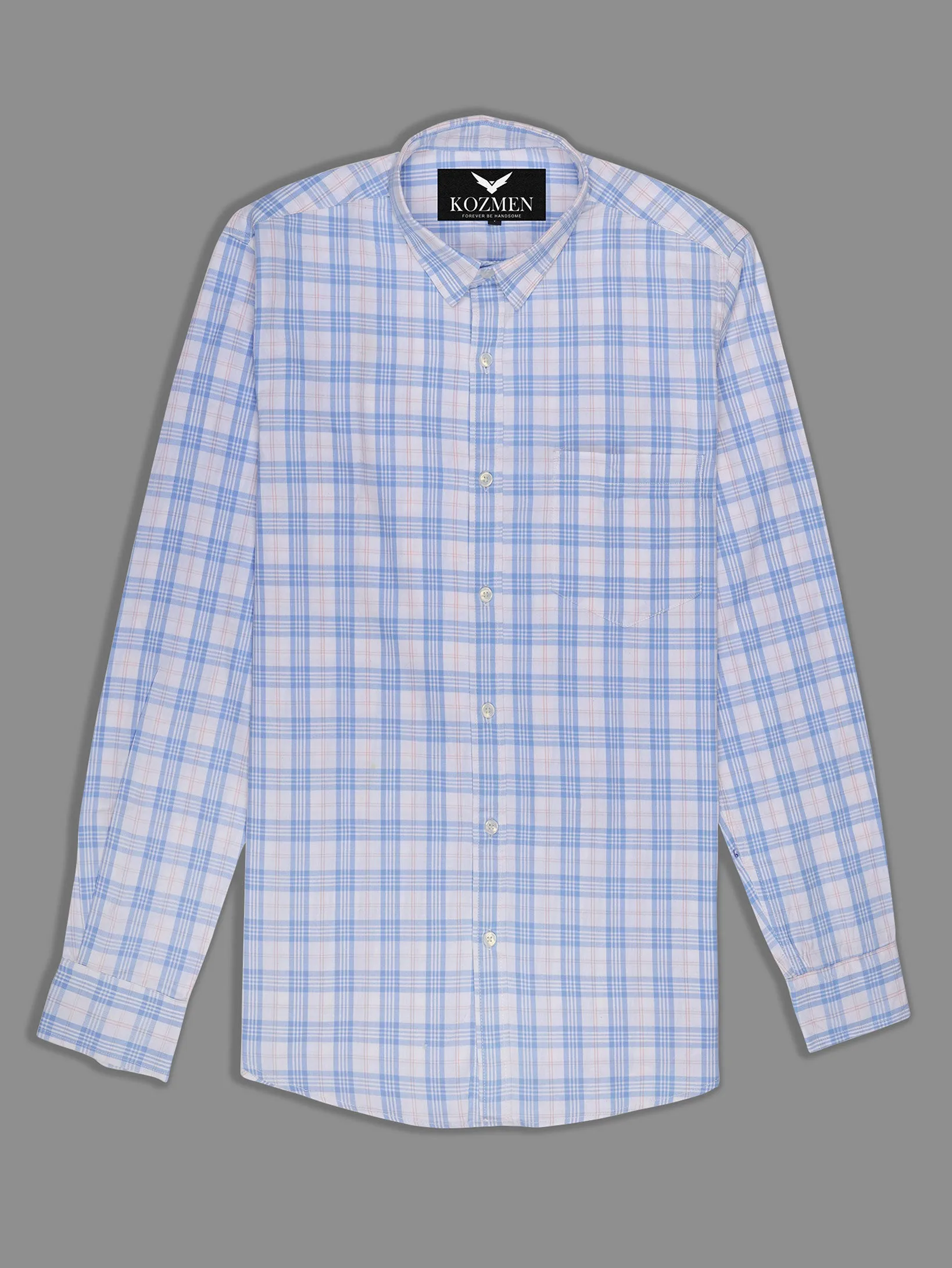 Tartan Plaid Sky Blue And Red Luxury Check Shirt