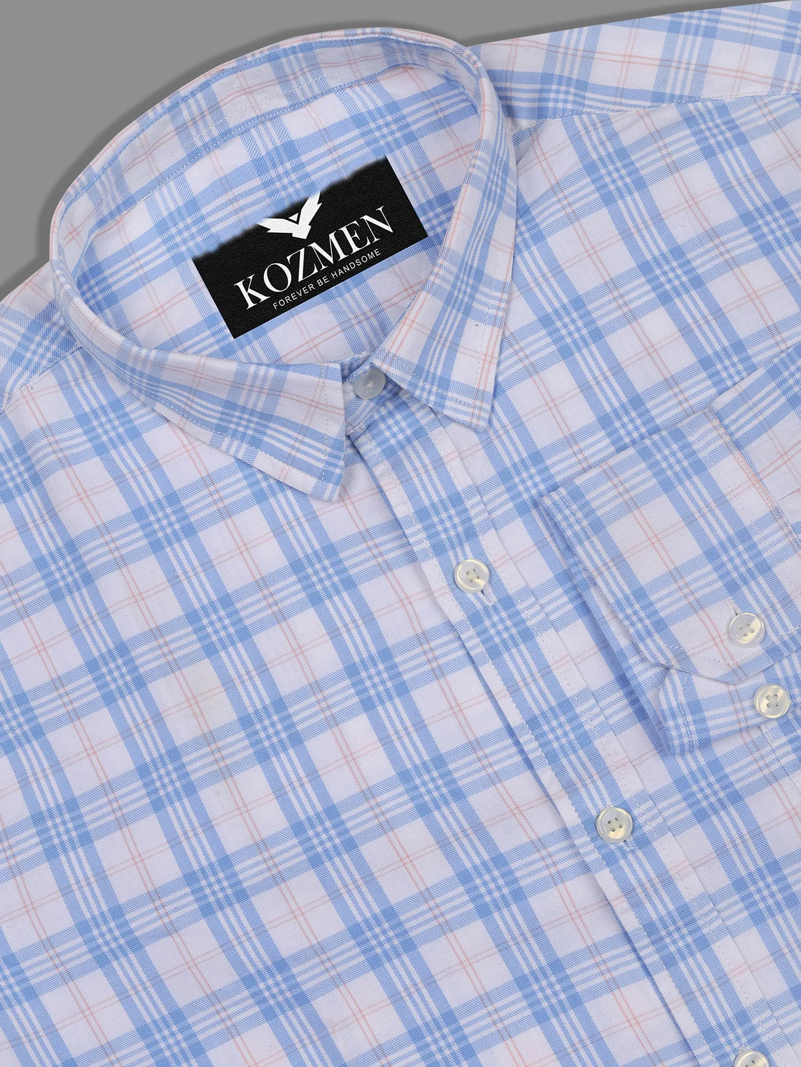 Tartan Plaid Sky Blue And Red Luxury Check Shirt