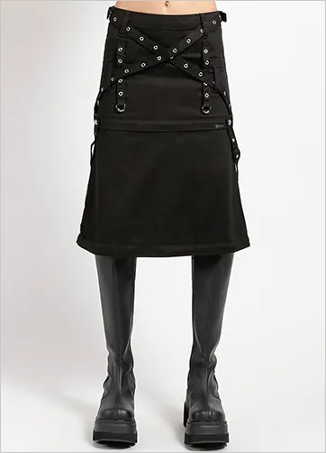 TRIPLE ZIP OFF SKIRT BLACK